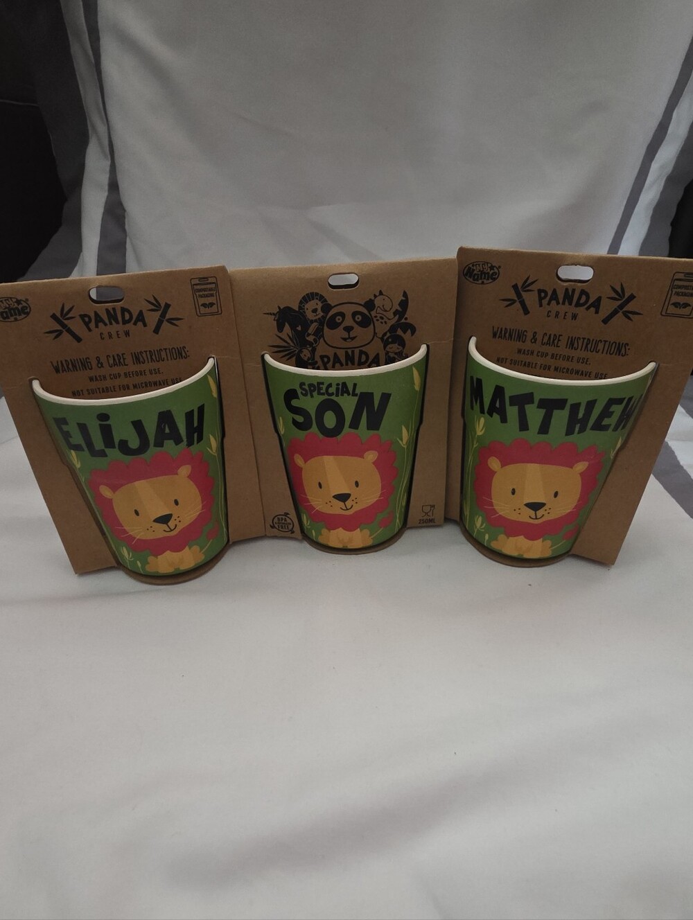 Panda Crew Green Lion Jungle Kids Cup - Personalized Name Options
